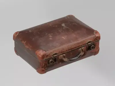 Leather Suitcase Small Old photogrammetry scan PBR 4K textures Low-poly 3D model