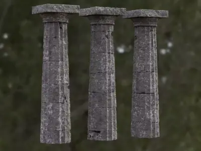 Ruin Pillars Scattering Kit Free 3D model
