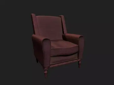 Classic Upholstered Armchair  High-Quality Furniture 3D Model Low-poly 3D model
