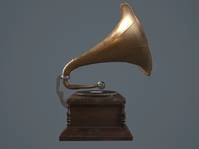 Antique Gramophone Low-poly 3D model