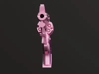 Kawaii Pink Revolver Low-poly 3D model
