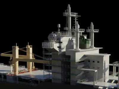 Cargo Ship with Container Cranes 3D model