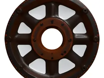 Rusty Industrial Metal Wheel Pulley 3D model