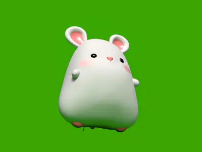 Cute little fat mouse character 3D model