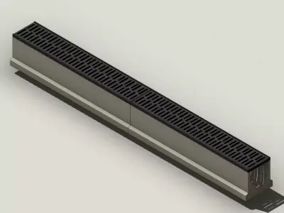 Concrete Trench Drain System V150 2000mm with Slotted Grate Modu 3D model