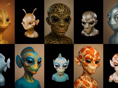 Head Fish bundle 6 pack 100 glb 3D model
