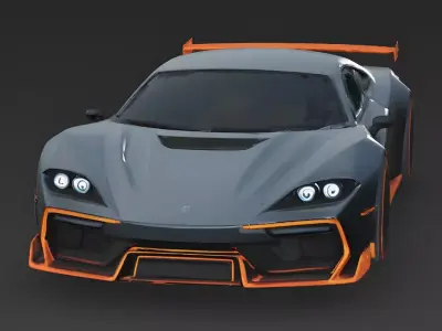 Realistic Cyber Hypercar 3D Model Low-poly 3D model