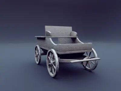 horse wagon animated 3D model