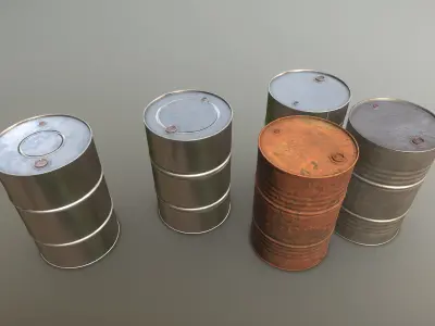 Cargo Iron Barrels 200L Steel Low-poly 3D model
