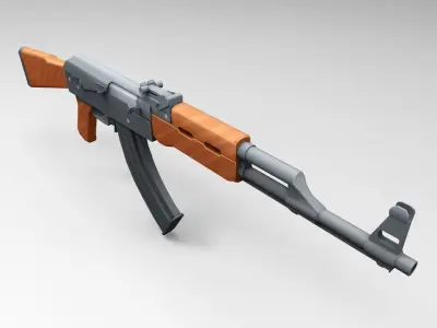 AK 47 Low Poly Mobile Game Ready model Low-poly 3D model