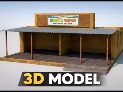 Desi Indian Highway Dhabha Low-poly 3D model Low-poly 3D model
