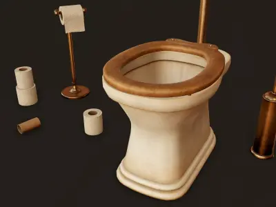 Antique Toilet - PBR Game Ready Low-poly 3D model