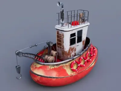 Old Tug Boat 3D model