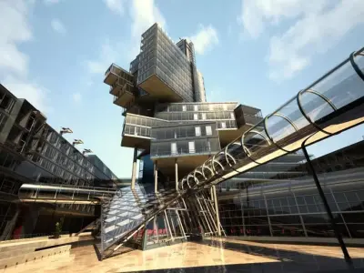 Stylish Central Shopping Centre Scene 3D model