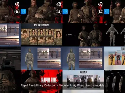 Rapid Fire Military Collection - Modular Army Characters 3D Model Pack