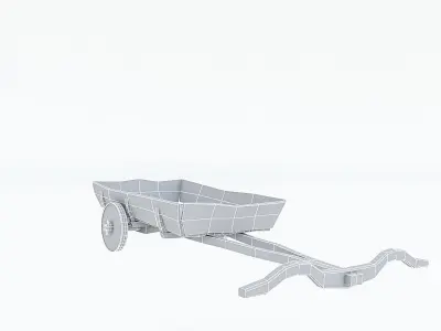 Wooden Old Horse Carriage Low-poly 3D model
