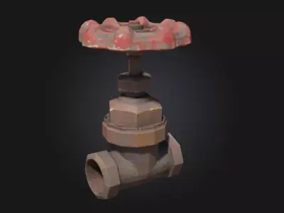 Rustic Valve Handle  Industrial Charm with Timeworn Character 3D model
