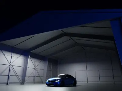 Aircraft Hangar Car Garage Free low-poly 3D model