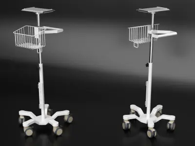 Medical Monitor Rolling Stand with Utility Tray 3D model