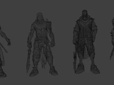 Cyberpunk Blade Enforcers LowPoly Low-poly 3D model