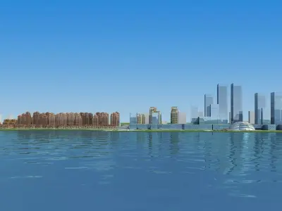 Architecture skyline of city in minecraft 3D model