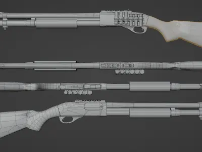 Remington 870  Low-poly 3D model