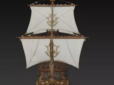 Ornate Galleon Ship - Renaissance Sailing Vessel 3D Model 3D print model