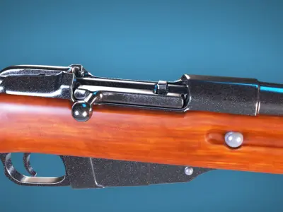 Mosin Nagant Bolt Action Rifle LowPoly Firearm  3D Model Low-poly 3D model