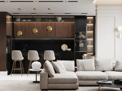 Modern Apartment Interior Scene and Corona Render 3D model