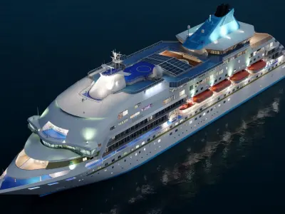 Sleek Medium Sized Cruiseship Low-poly 3D model