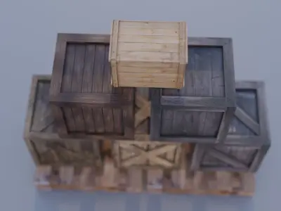 Wooden Box 7C Low-poly 3D model Low-poly 3D model