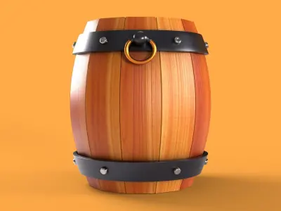 STYLIZED WOODEN BARREL Free 3D model
