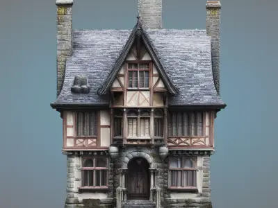 Gothic Medieval Mansion - Grand Fantasy Estate Low-poly 3D model