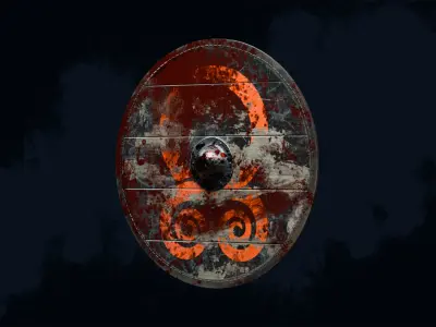 Viking shield 4 - Bloodied Relic Low-poly 3D model