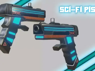 Sci-fi Pistol  Free low-poly 3D model purchase