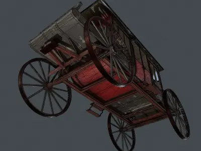 Stagecoach old fashioned wagon Low-poly 3D model