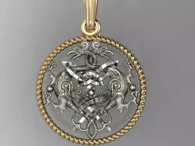  beautyful  pendant with griffin  3D print model