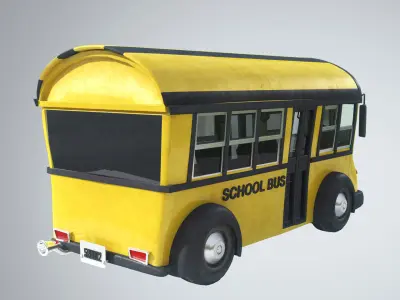 Cute Cartoon School Bus 3D model
