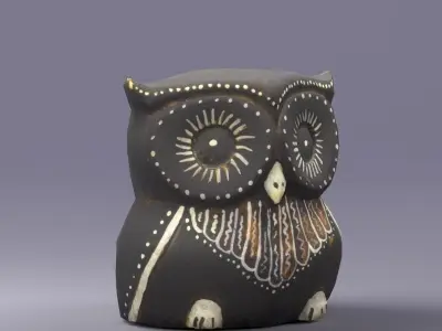 S00075 Owl figurine Low-poly 3D model