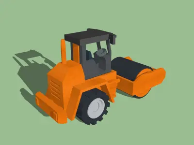 Construction Heavy Duty Road Roller by Outland Models Low-poly 3D model
