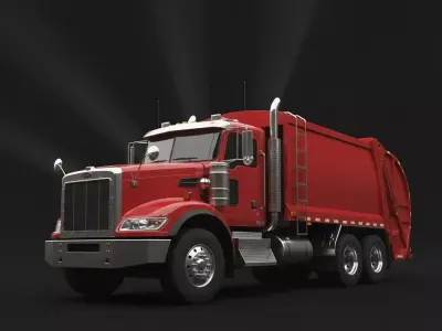 Red Garbage Truck 3D model