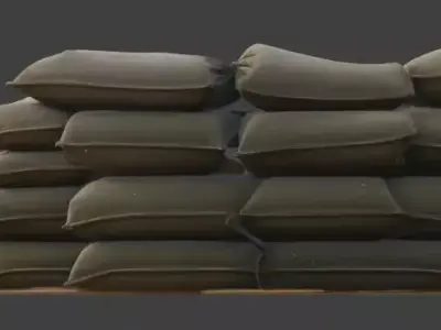 Battle Damaged Military Sandbag Wall 3D Model Low-poly 3D model