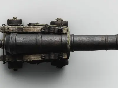 Realistic Old Naval Cannon 3D Model Low-poly 3D model