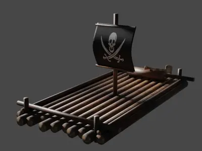 LowPoly water raft 2x Free 3D model