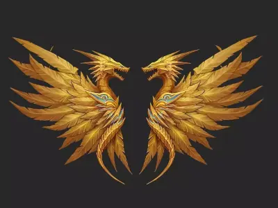 Golden Dragon Wing Free low-poly 3D model