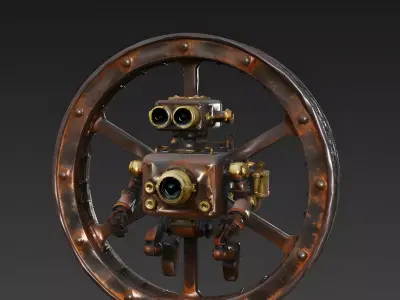 Steam Roller Mono-Wheel Scout 3D Model Low-poly 3D model