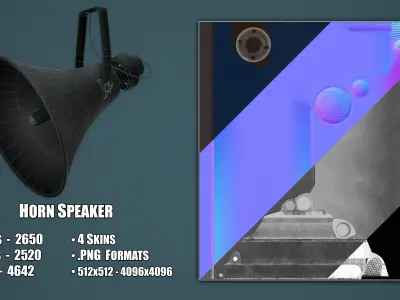 Military Horn Speaker Siren Low-poly 3D model