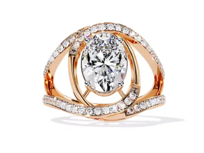 Antique Oval Cut Moissanite Engagement Ring 3D print model