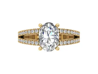 Oval Solitaire Ring 3D print model 24