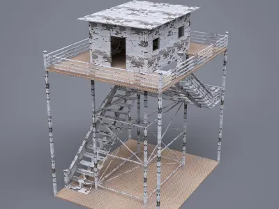 Military Watch Tower Game Model Low poly  Low-poly 3D model